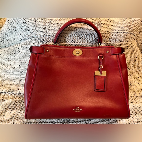 COACH Coach Gramercy Satchel Tophandle Leather Handbag Red GUC Style 33549 - Picture 3 of 16